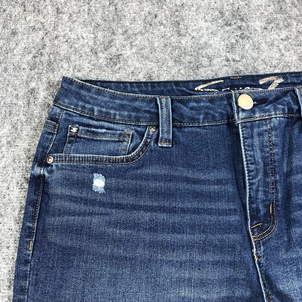 Seven7 Women's 12 Blue Denim Cutoff Shorts Raw Hem Distressed Weekend - Picture 3 of 16